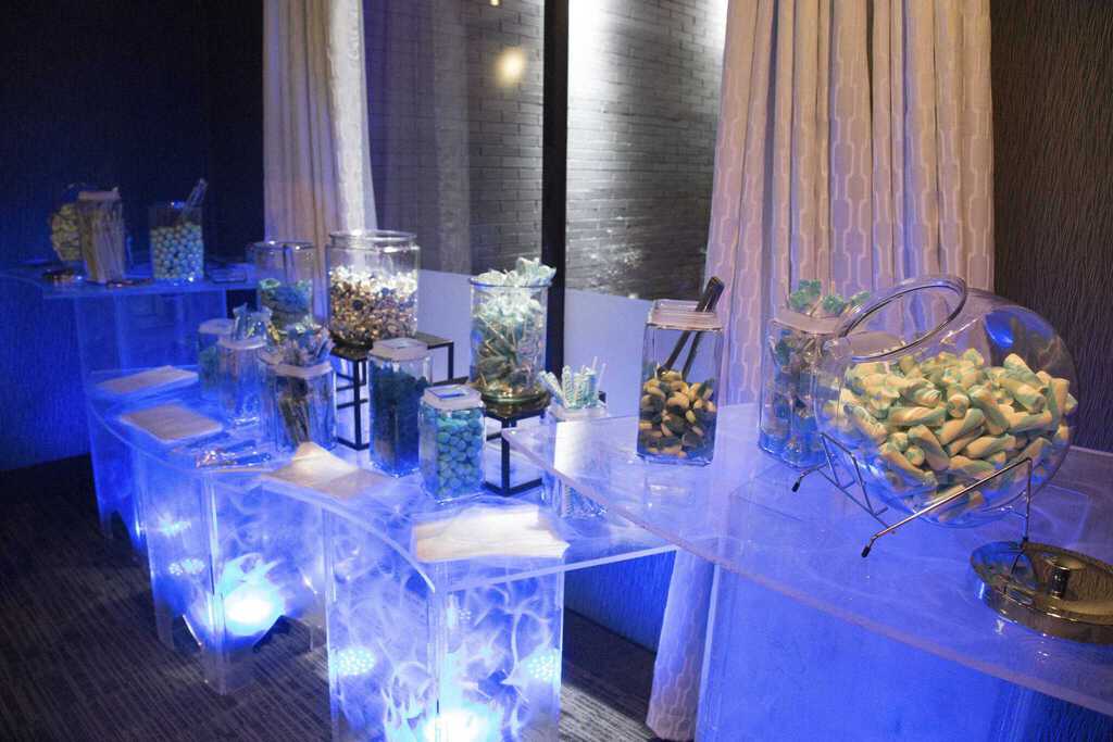 A colorful candy display prepared for a family celebration