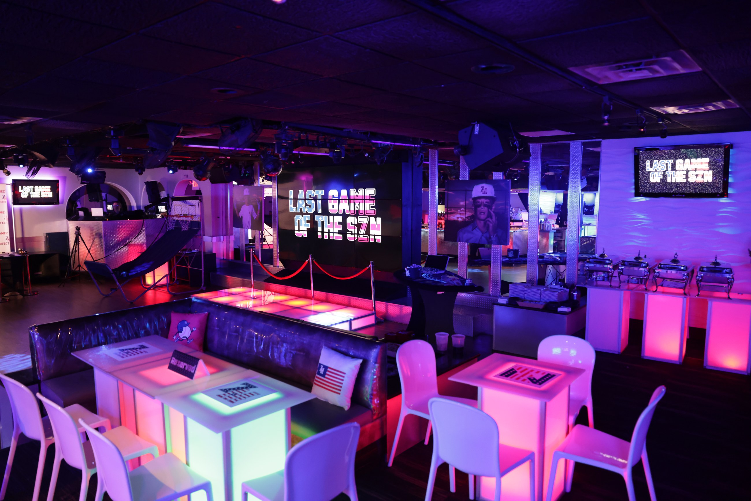 A contemporary venue arranged for a Double G event