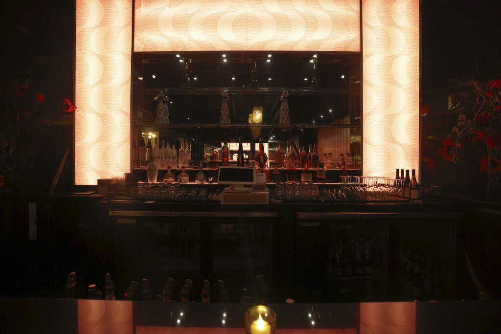 A bar prepared to serve guests at an event